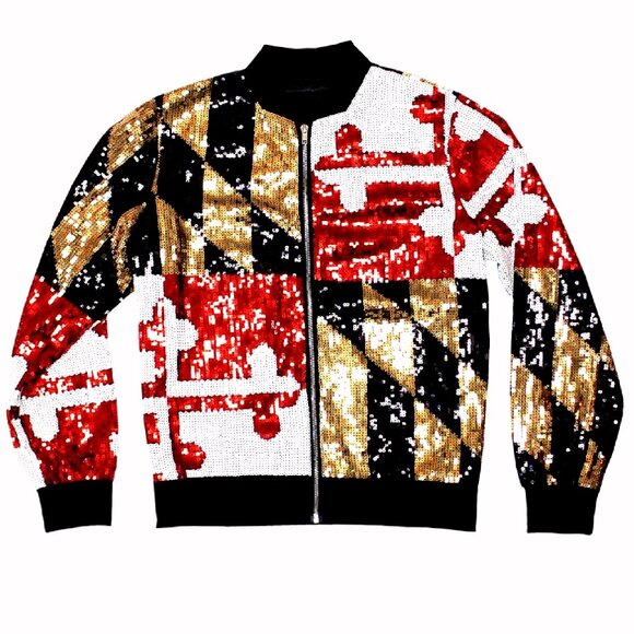 Maryland Flag Sequinned Zippered Jacket - NEW Fast Ship - Picture 3 of 5